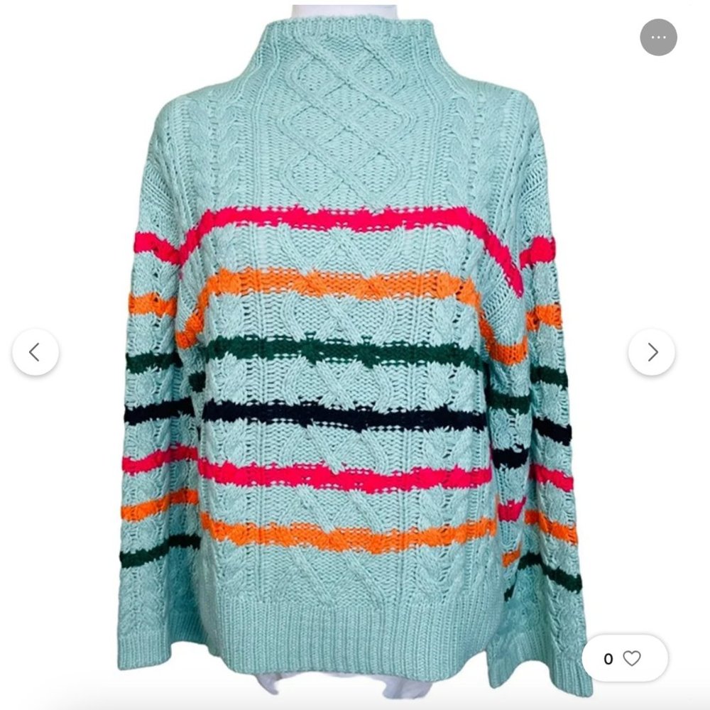 John + Jenn Cable-Knit Striped Sweater Anthropologie L
